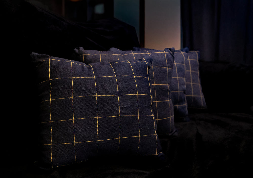 Denim Sashiko Throw Pillow
