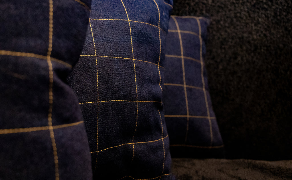 Denim Sashiko Throw Pillow